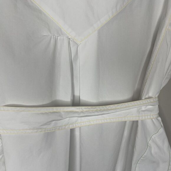 SAUNDERS Collective Nani Dress Womens 2 White Tie Waist Cotton Poplin Pockets - Picture 10 of 13